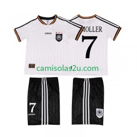 Camisolas de futebol Alemanha Moller 7 Retro Criança Equipamento Principal 1996 Manga Curta